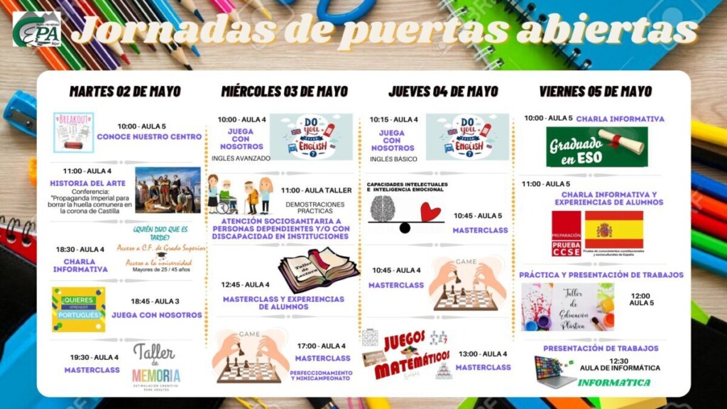 PROGRMACION JORNADAS DE PUERTAS ABIERTAS