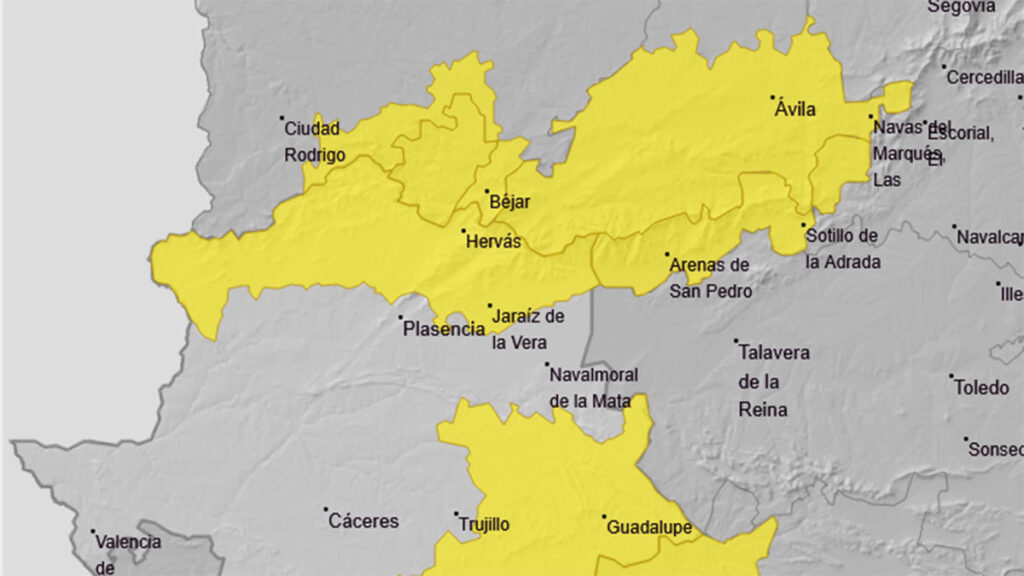 La Aemet activará mañana en el Valle del Ambroz la alerte amarilla por fuertes lluvias y tormentas Screenshot 2025 05 01 at 13 12 40 Avisos meteorologicos Agencia Estatal de Meteorologia AEMET