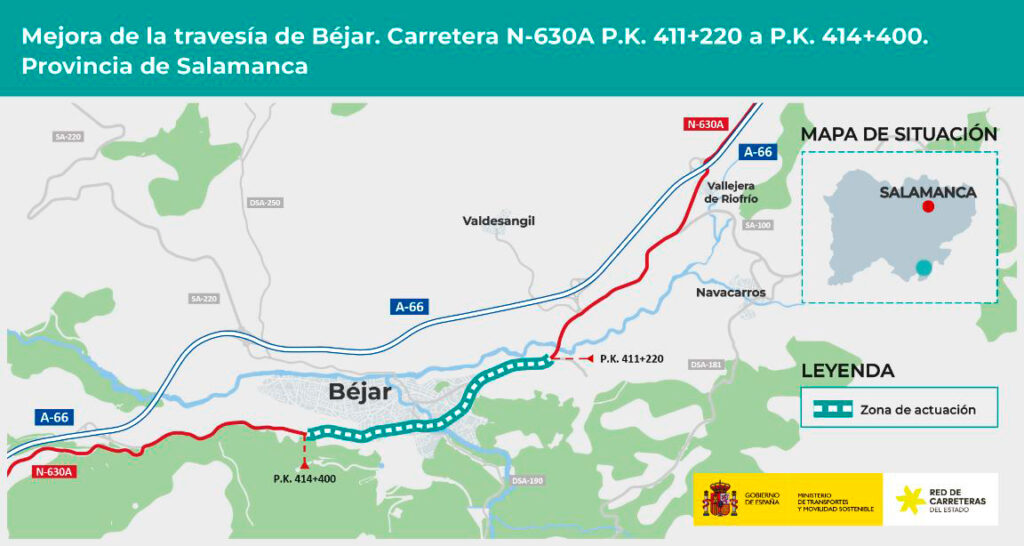Transportes aprueba el proyecto de trazado para mejorar la travesía de Béjar con una inversión estimada en 2,1 millones de euros 250625 NP Aprob prov PT travesía Béjar Salamanca