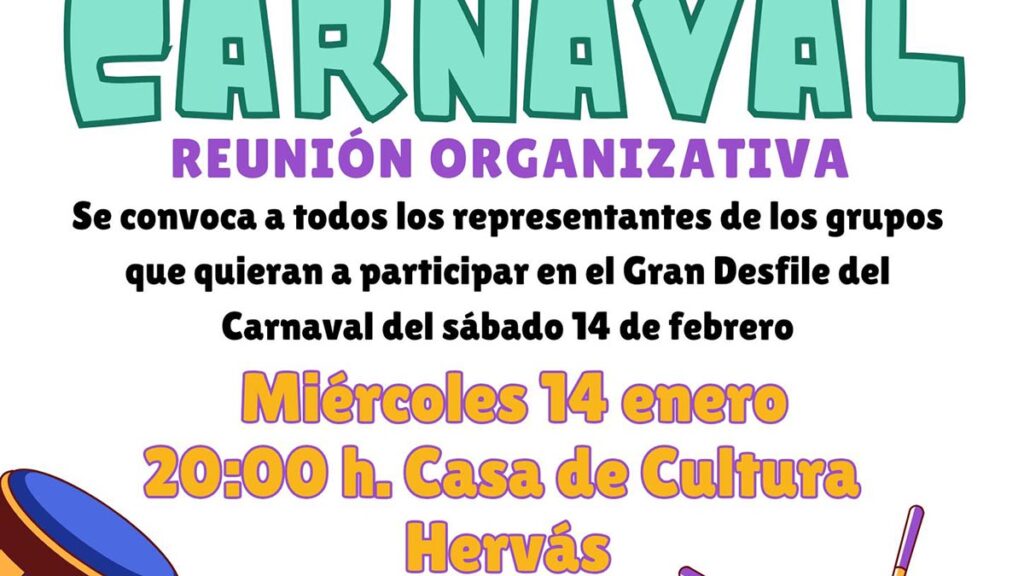El Ayuntamiento de Hervás convoca a los representes del Carnaval a una reunión el próximo miércoles para el Gran Desfile Carnaval Hervas