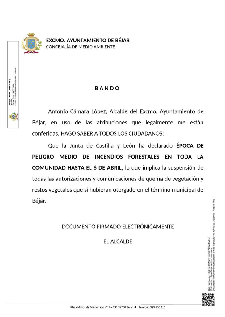 20260330_Otros_BANDO PELIGRO MEDIO DE INCENDIO HASTA EL 6 DE ABRIL DE 2026