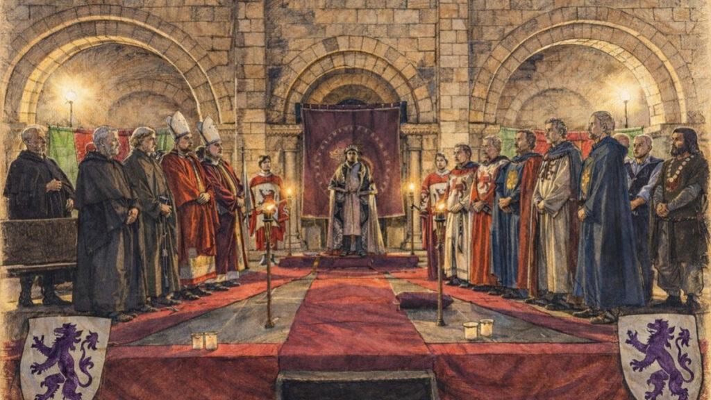 Representación alegórica de las Cortes del Reino de León de 1188 publicada por UPL en sus redes sociales este 18 de abril.