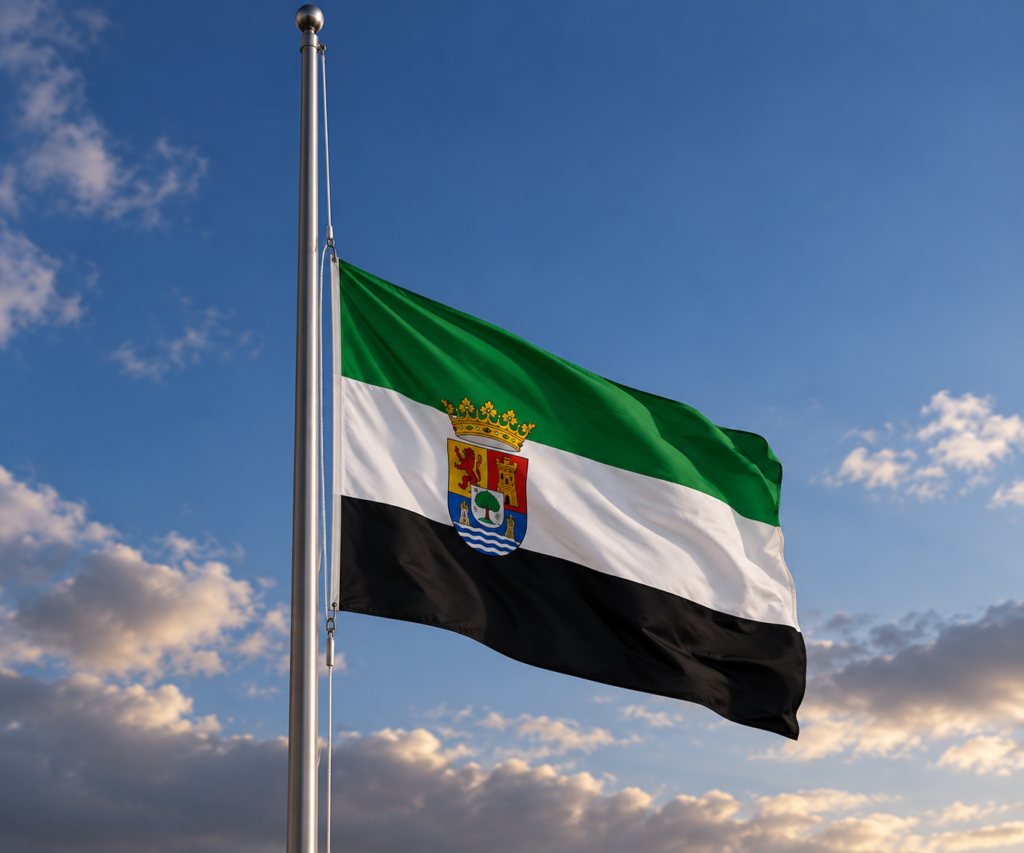 Bandera de Extremadura a media asta