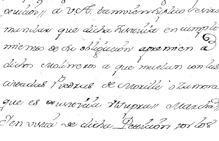Fragmento del documento de 1766